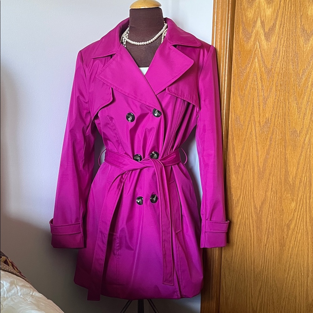 Covington Fuchsia Double-Breasted Trench Coat